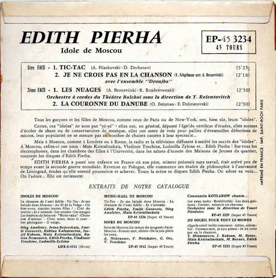 Edith Pierha. Idole de Moscou