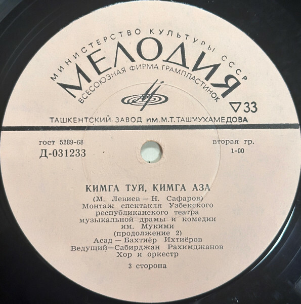 КИМГА ТУЙ, КИМГА АЗА (М. Левиев — Н. Сафаров). Монтаж спектакля Узбекского республиканского театра музыкальной драмы и комедии им. Мукими