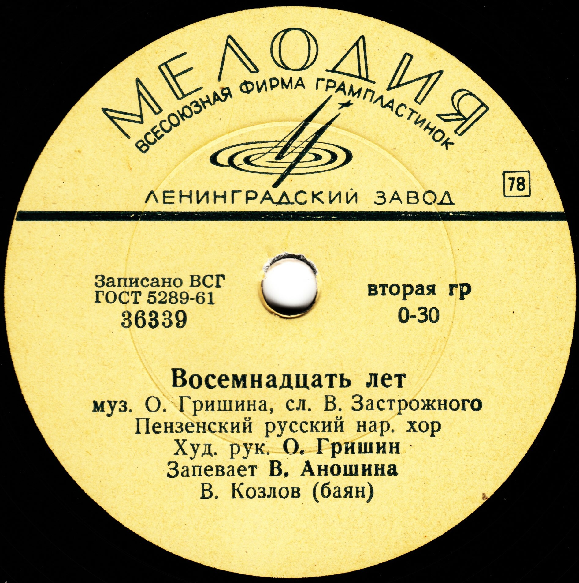 Пензенский русский народный хор — Восемнадцать лет / Край наш Пензенский