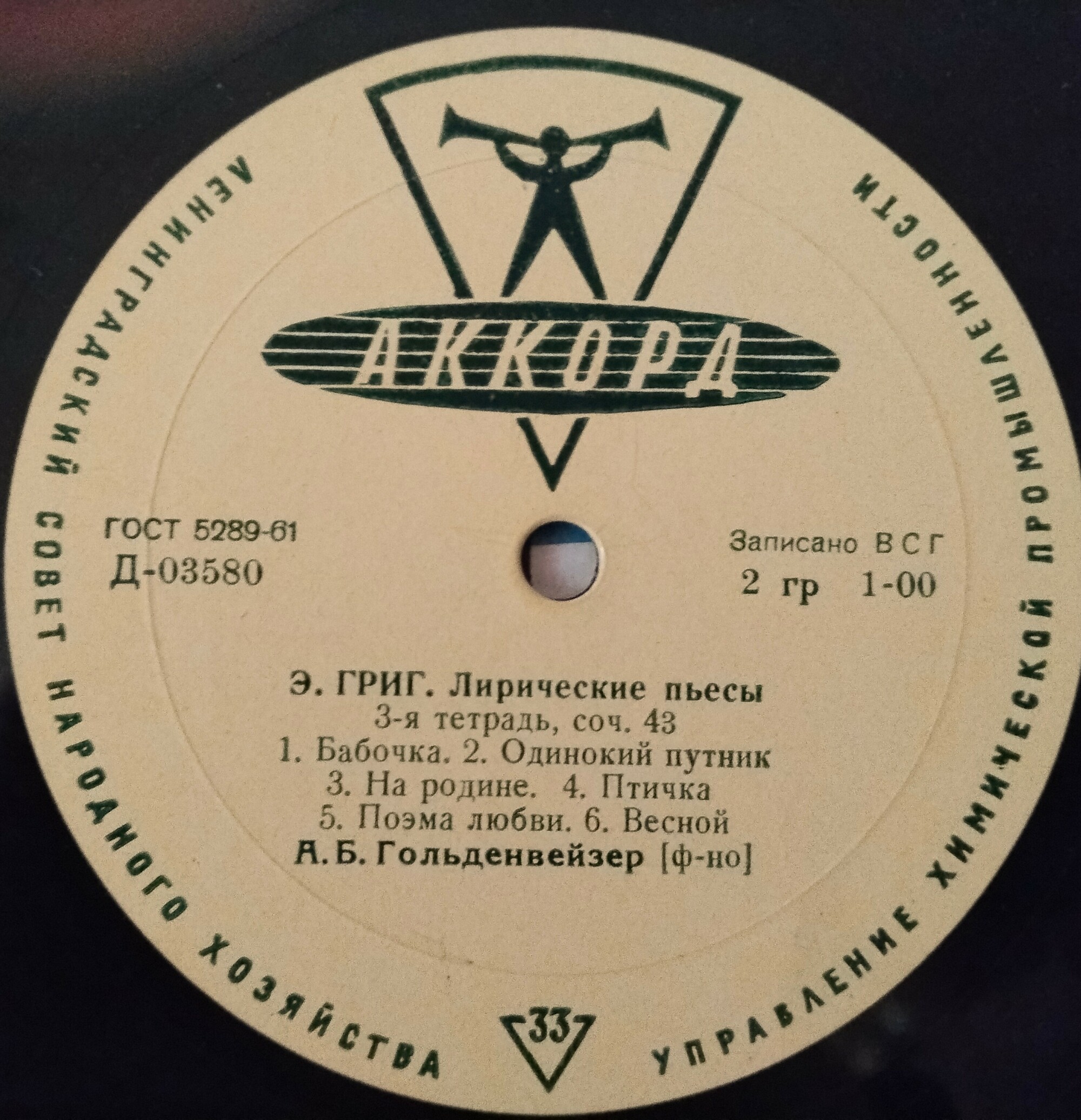 Э. Григ: Лирические пьесы (3-я и 4-я тетради) (А. Гольденвейзер, ф-но)