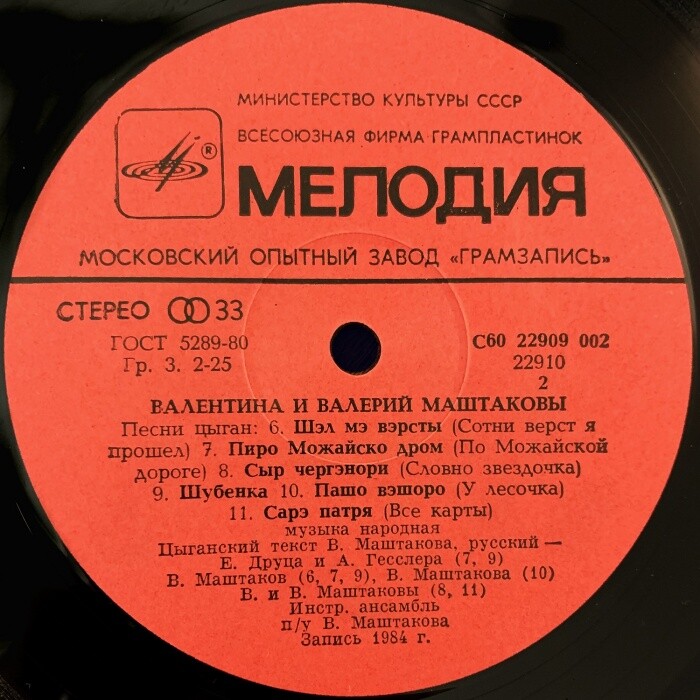 Валентина и Валерий Маштаковы. Песни цыган