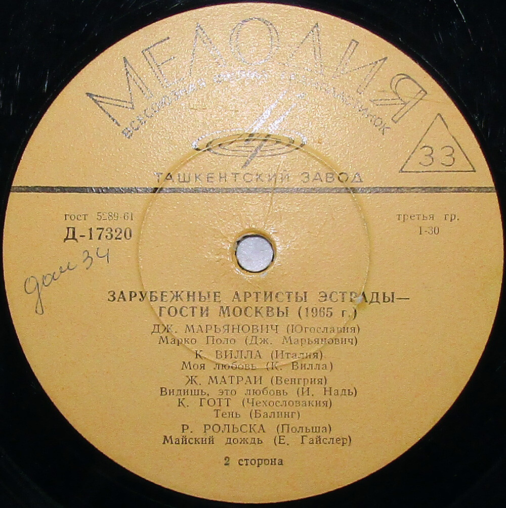 Зарубежные артисты эстрады - гости Москвы (1965 г.)