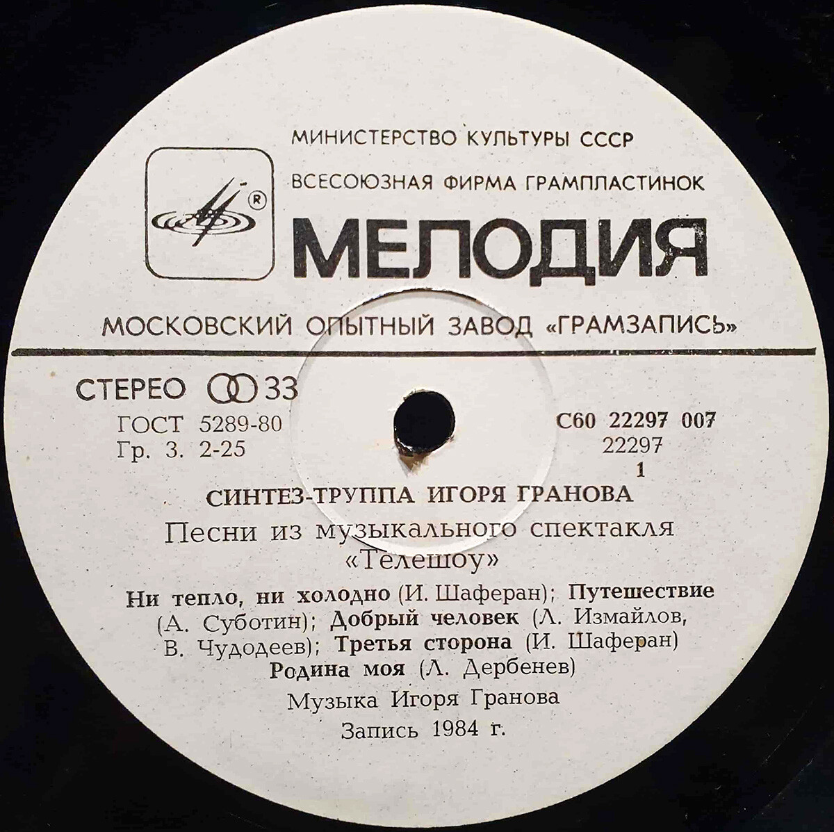 Синтез-труппа Игоря Гранова – Песни из музыкального спектакля «Телешоу»