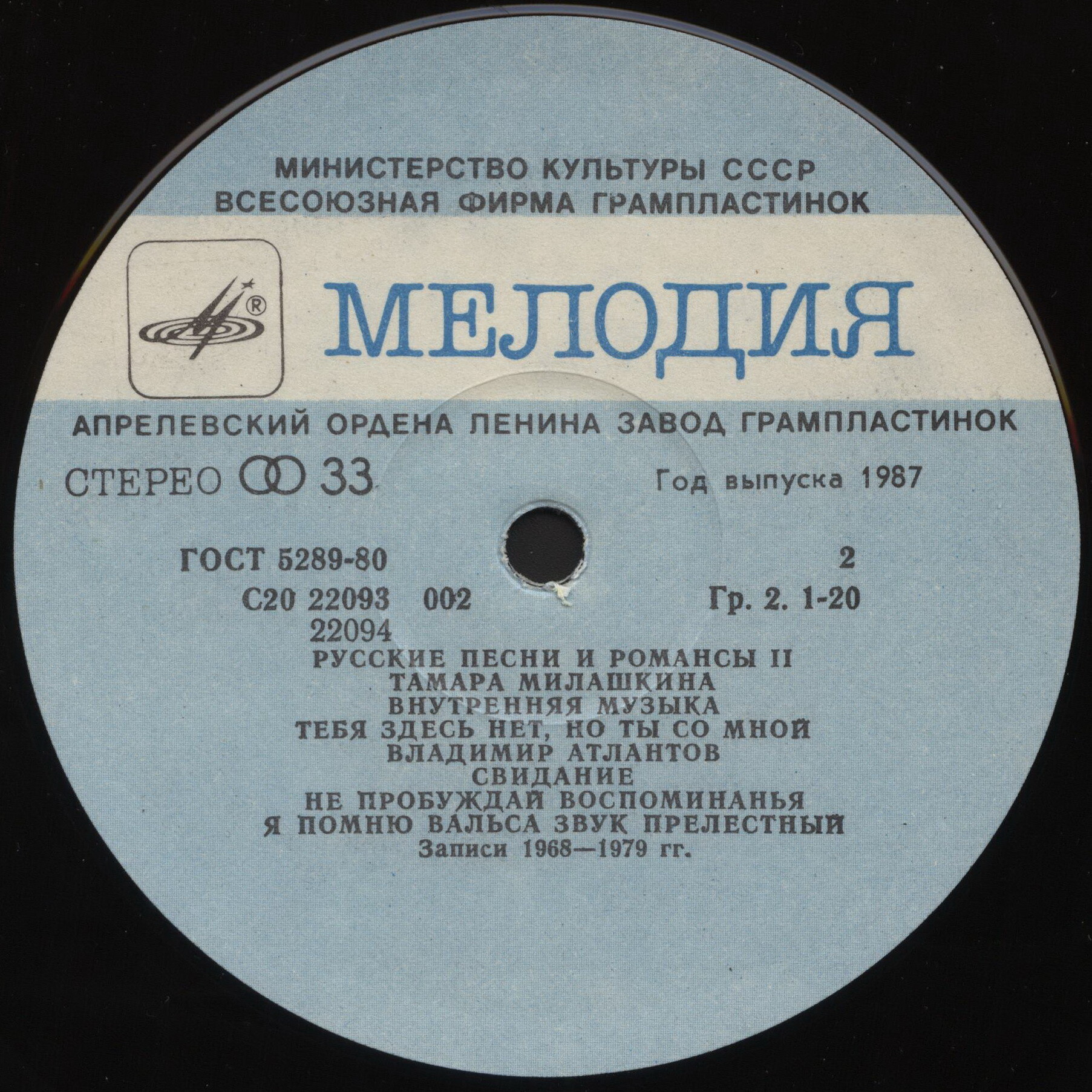 РУССКИЕ ПЕСНИ И РОМАНСЫ (2-я пластинка)