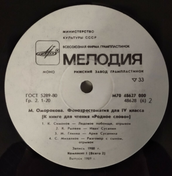 ФОНОХРЕСТОМАТИЯ ДЛЯ IV КЛАССА (к книге для чтения «Родное слово»)