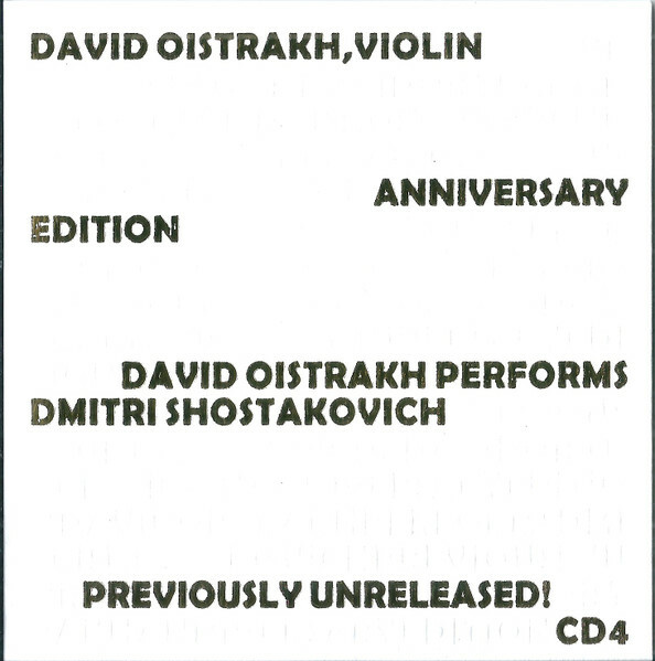 David Oistrakh, violin. Anniversary Edition