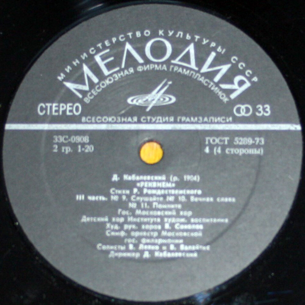 Д. Кабалевский (1904–1987). «Реквием» (на стихи Р. Рождественского)