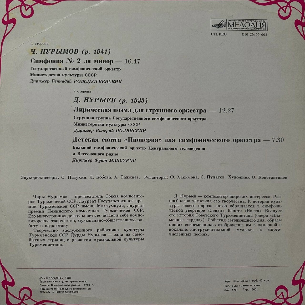Ч. НУРЫМОВ (1941) / Д. НУРЫЕВ (1933)