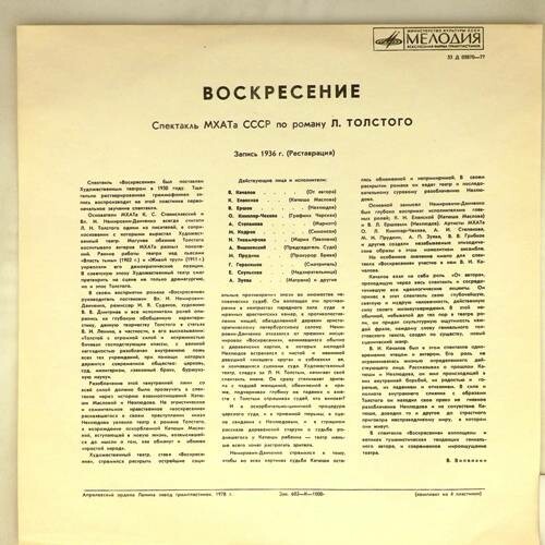 Л. Н. Толстой. "Воскресение" (инсценировка Ф. Раскольникова)
