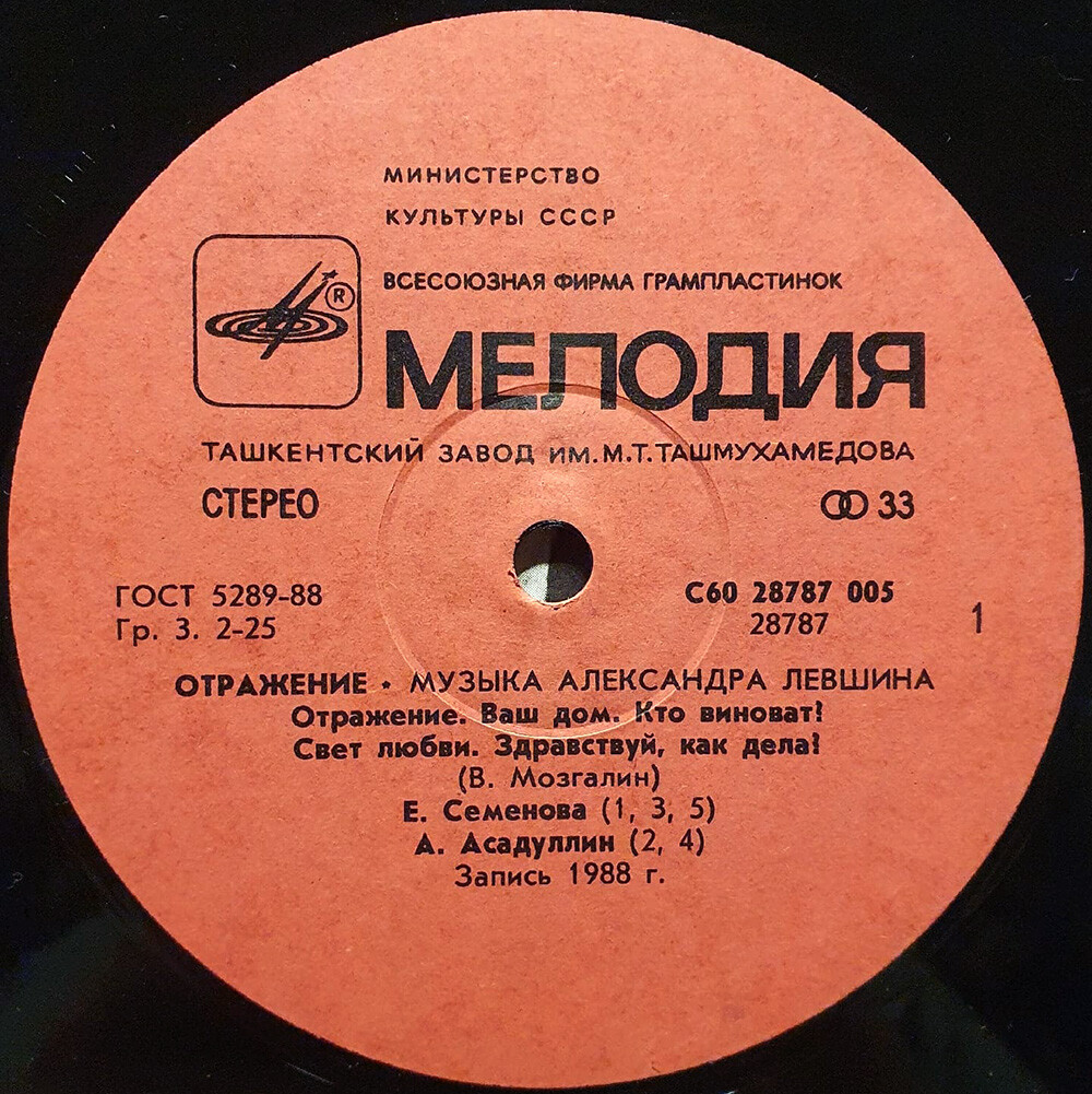 Александр ЛЕВШИН. «Отражение», песни