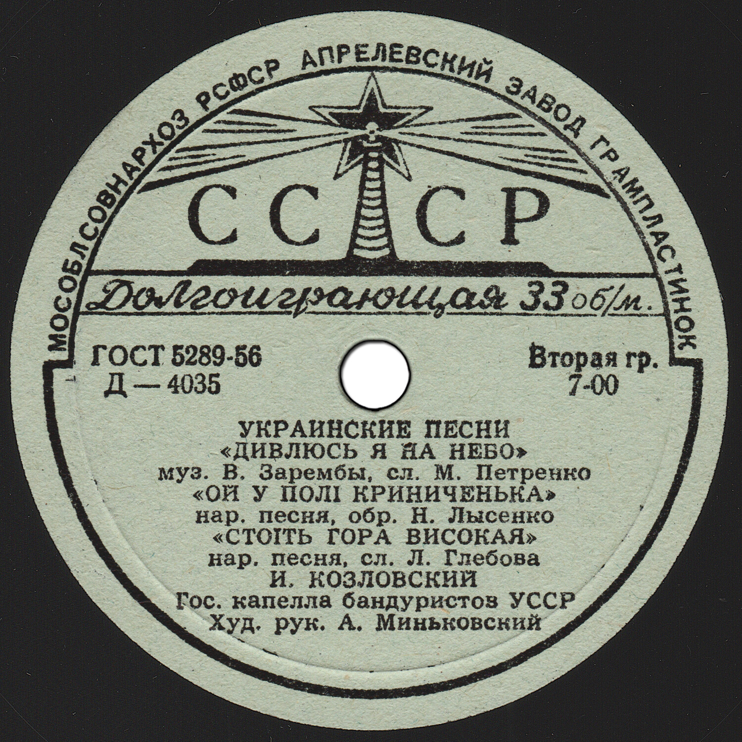 И. С. Козловский. Украинские песни