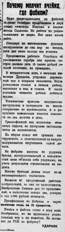 Почему молчит ячейка, где фабком?